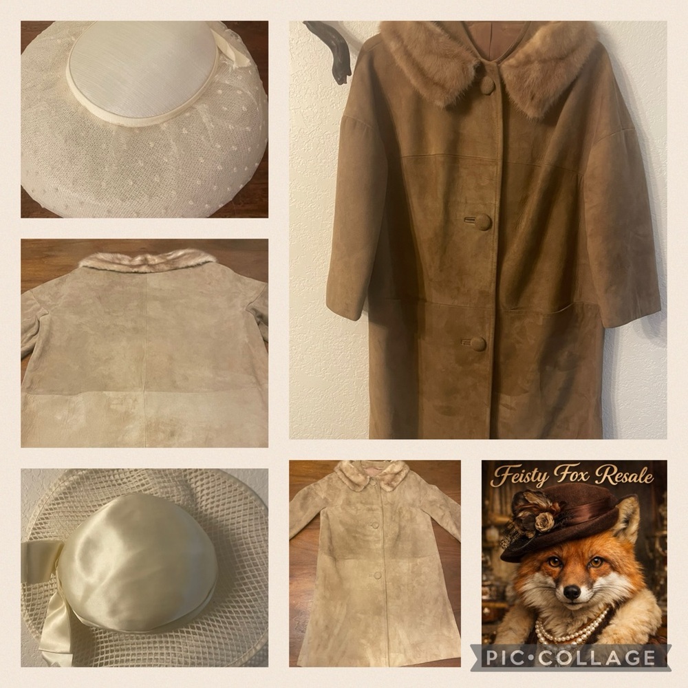 Elegant Tan Suede Coat with Faux Fur Collar - Picture 11 of 16